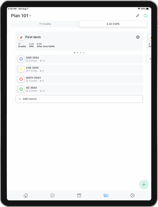 Khotta interface on iPad
